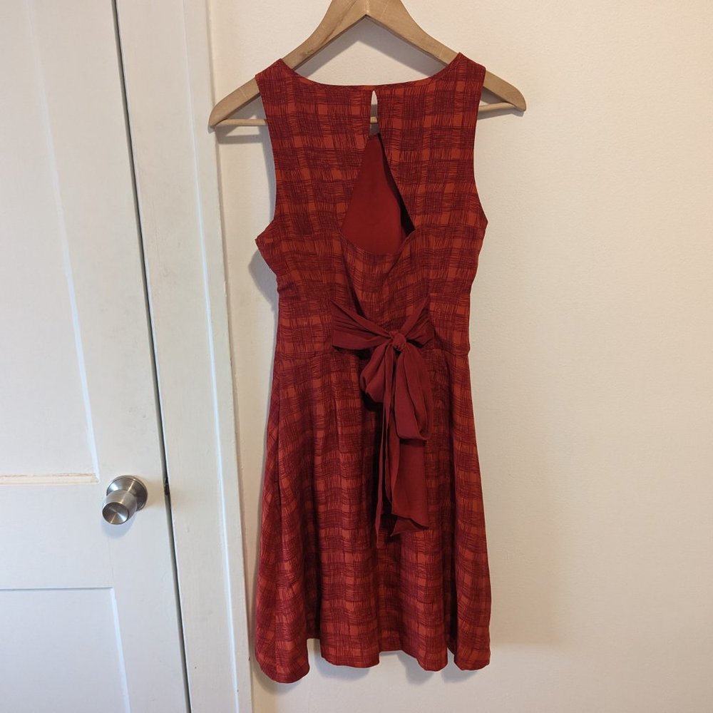 Anthropologie Girls from Savoy Burnt Orange Printed Silk Dress - Picture 6 of 8